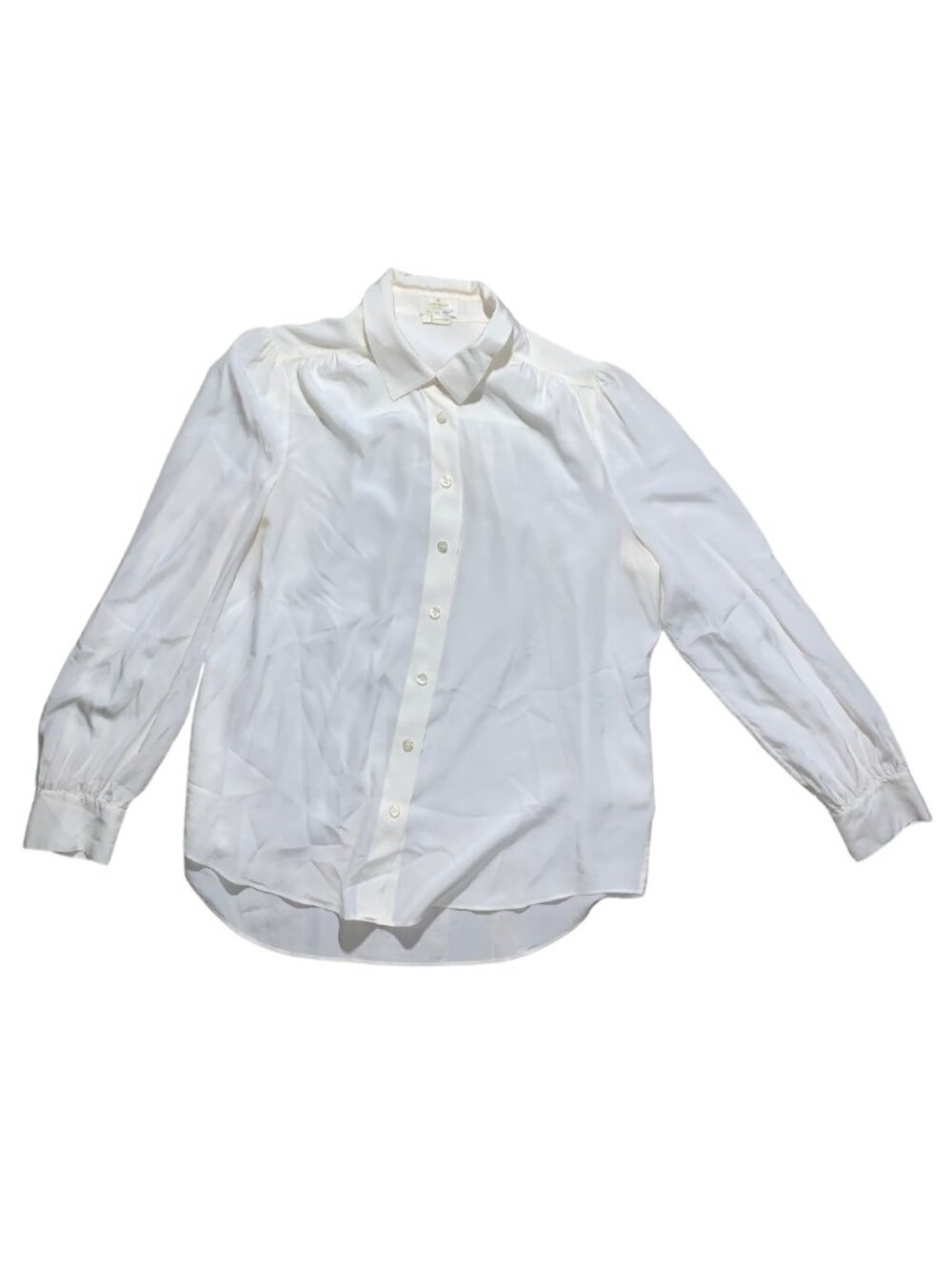 Kate Spade White Long-sleeve silk button-down blouse  - Size L - Pre-Loved
